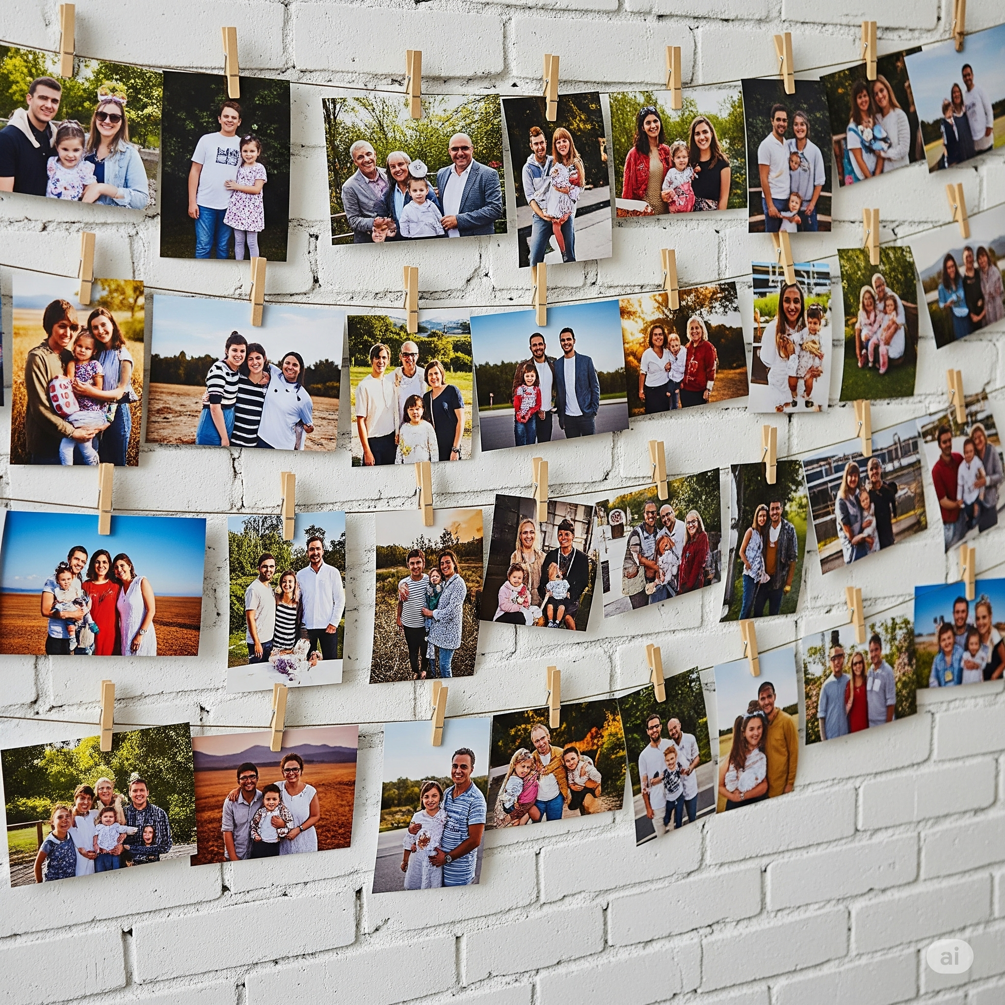 Guia para criar um mural de fotos com fios e pregadores de madeira