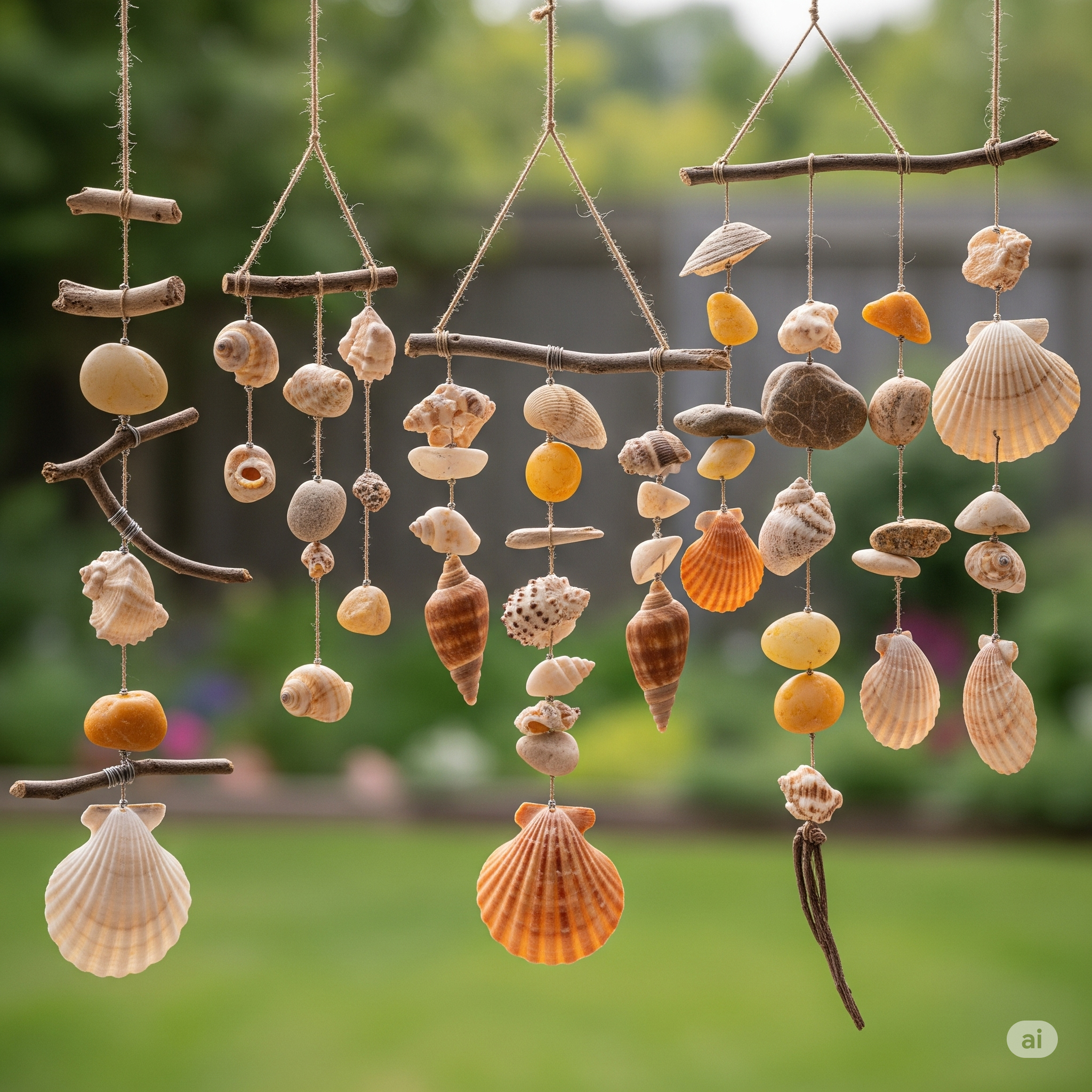 Como criar móbiles decorativos com conchas, pedras e galhos do quintal