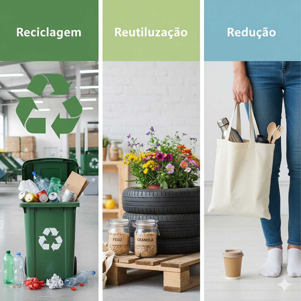 Entenda as diferenças entre reciclagem, reutilização e redução