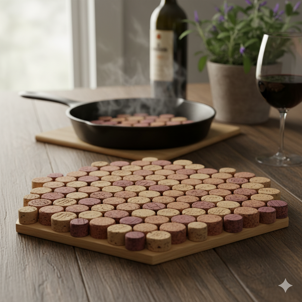 Passo a passo para fazer descansos de panela com rolhas de vinho