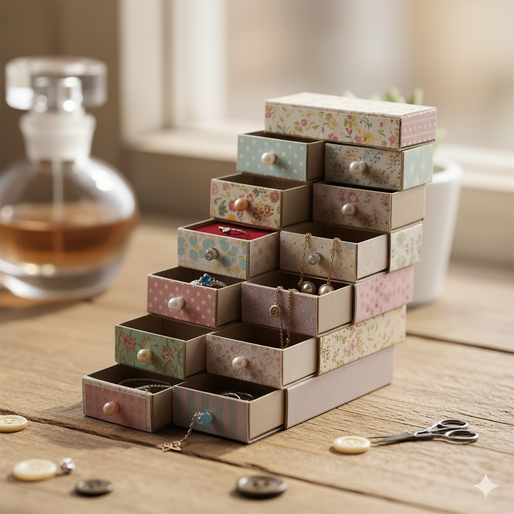 Passo a passo para fazer porta-joias com caixas de fósforo