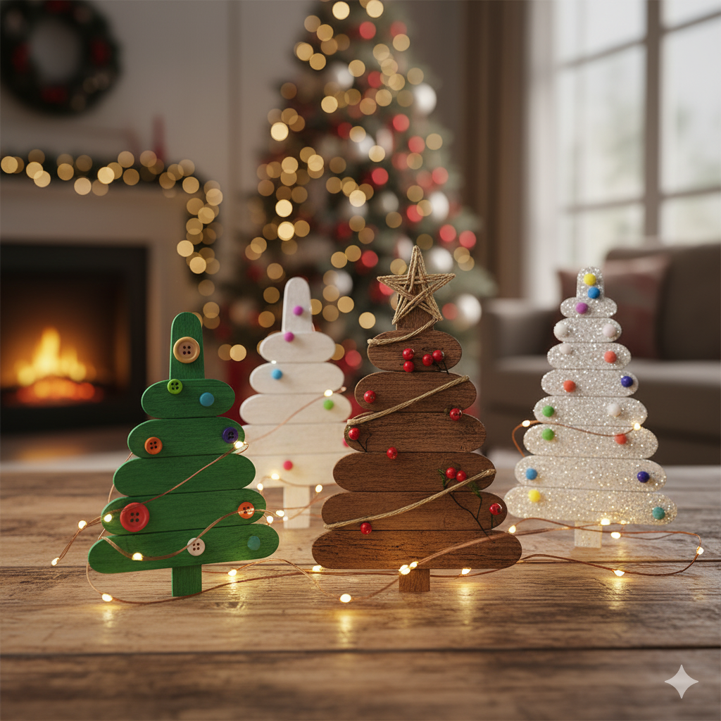 Saiba como criar miniárvores de Natal com palitos de picolé