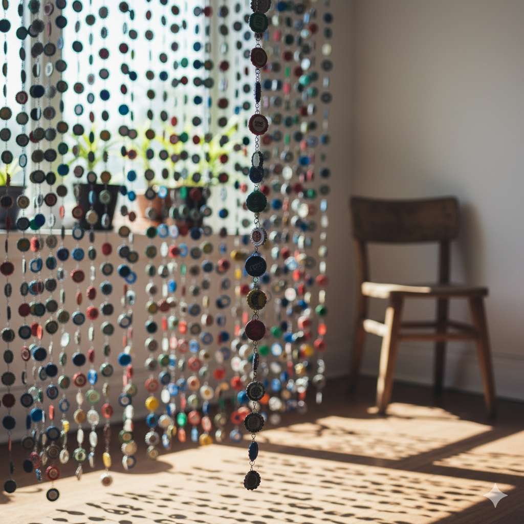 Passo a Passo: Como Unir as Tampinhas e Criar os Fios da Cortina