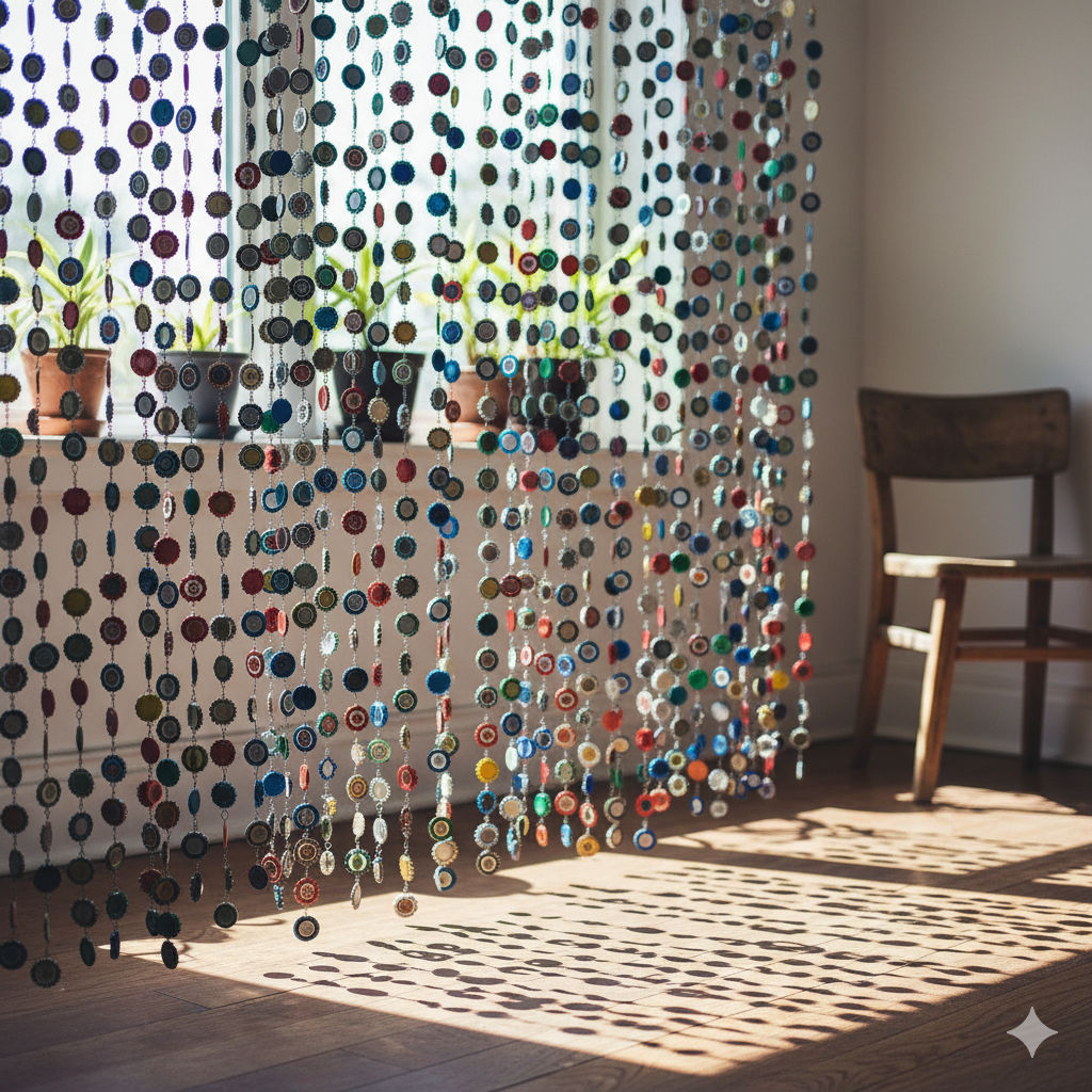 Guia completo como criar sua própria cortina com tampinhas de garrafa