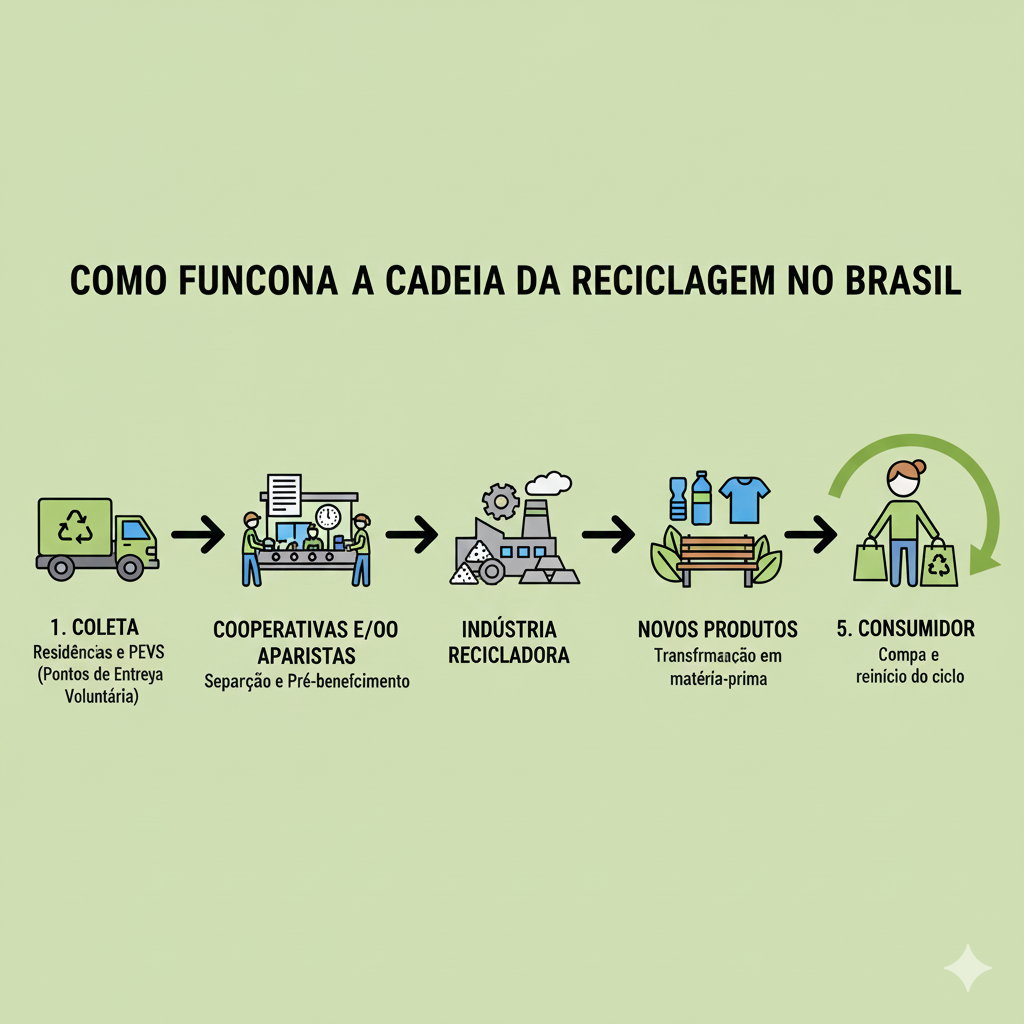 Saiba como funciona a cadeia da reciclagem no Brasil